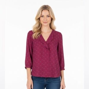 Elle size large burgundy floral top
